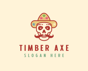 Mustache Calavera Skull logo design