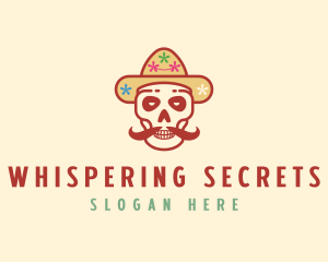 Mustache Calavera Skull logo design