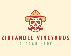 Mustache Calavera Skull logo design