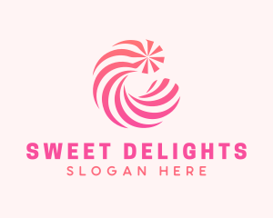 Lollipop - Striped Candy Letter C logo design