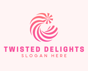 Twisted - Striped Candy Letter C logo design