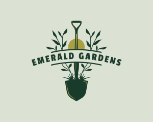 Shovel Planting Landscaping logo design