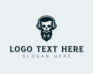 Beard - Podcaster Beard Skull logo design