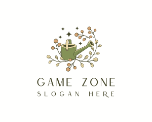 Floral Watering Can Gardening Logo