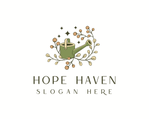 Floral Watering Can Gardening Logo