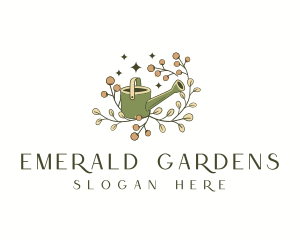 Floral Watering Can Gardening logo design