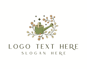 Watering Can - Floral Watering Can Gardening logo design