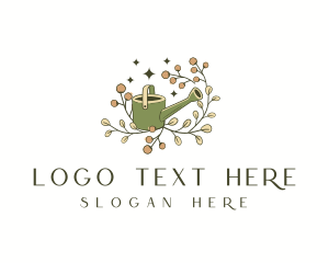 Floral Watering Can Gardening Logo