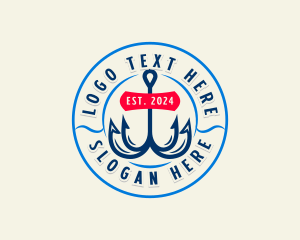 Fisherman - Fishing Hook Seafood logo design