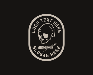 Sewing - Retro Skull Thread Apparel logo design