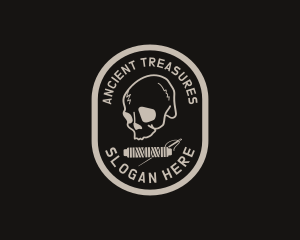 Retro Skull Thread Apparel logo design