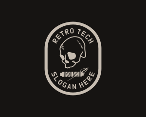 Retro Skull Thread Apparel logo design