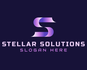 Ribbon Gradient Software Letter S logo design