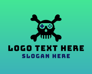 Geek - Pirate Skull Gaming Controller logo design