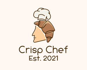 Croissant Man Chef logo design