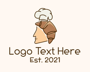 Pastry Chef - Croissant Man Chef logo design