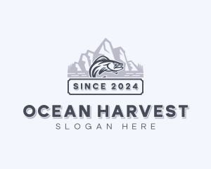 Mountain Sea Bass Fishing logo design