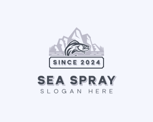 Mountain Sea Bass Fishing logo design