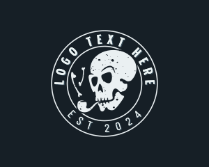 Skeleton - Bone Cigarette Skull logo design
