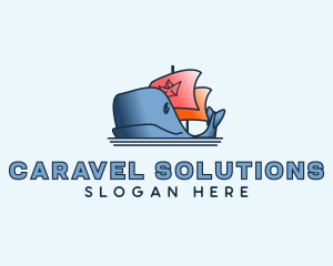 Caravel - Whale Boat Ship logo design