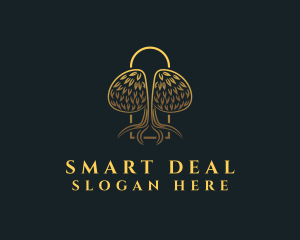 Gold Brain Tree logo design