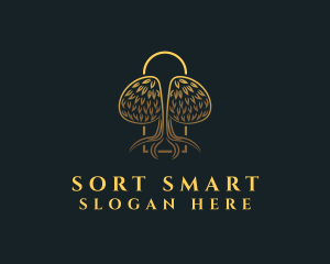 Gold Brain Tree logo design