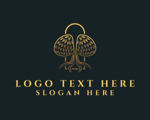 Intelligence - Gold Brain Tree logo design