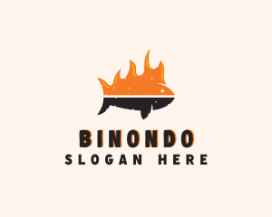 Seafood Fish Fire Logo