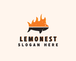 Seafood Fish Fire Logo