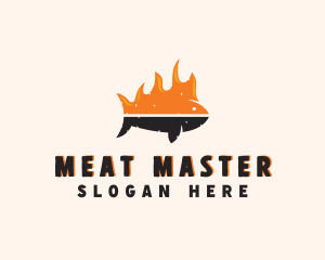 Seafood Fish Fire logo design