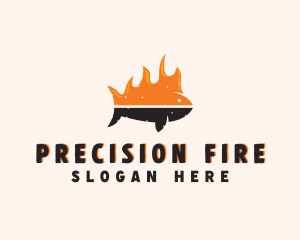 Seafood Fish Fire logo design