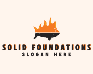 Cooking - Seafood Fish Fire logo design