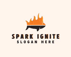 Seafood Fish Fire logo design