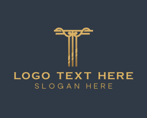 Gold - Elegant Pillar Letter T logo design