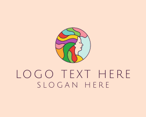 Girl - Rainbow Hair Salon logo design