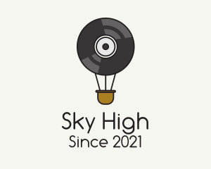 Music Player - Hot Air Balloon Vinyl logo design