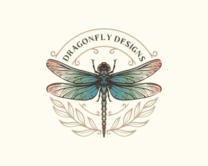 Leaf Insect Dragonfly logo design