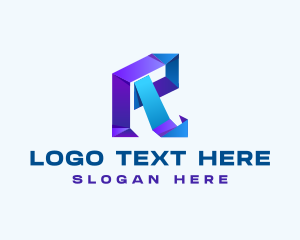 Company - Origami Geometric Letter R logo design