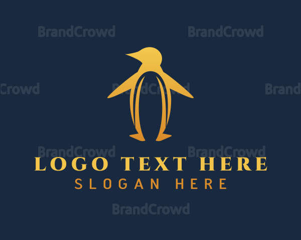 Golden Penguin Bird Logo