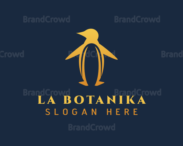 Golden Penguin Bird Logo