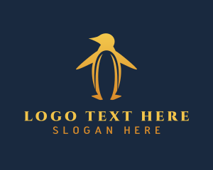 High End - Golden Penguin Bird logo design