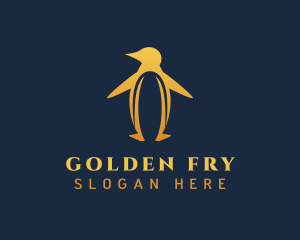 Golden Penguin Bird logo design