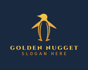 Golden Penguin Bird logo design