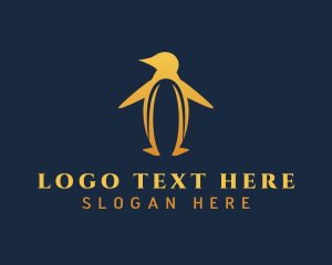 Expensive - Golden Penguin Bird logo design
