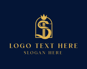 Letter S - Snake Crown Pillar logo design