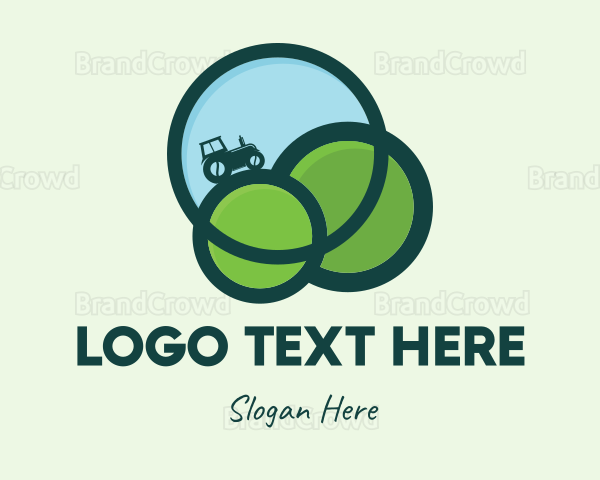 Green Eco Tractor Farming Logo