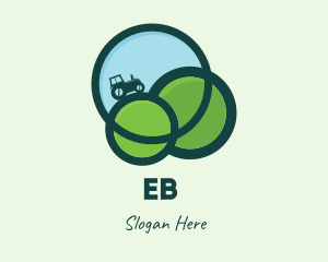 Green Eco Tractor Farming Logo