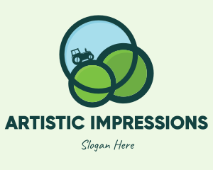 Green Eco Tractor Farming logo design