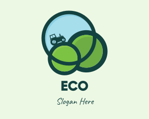 Green Eco Tractor Farming logo design