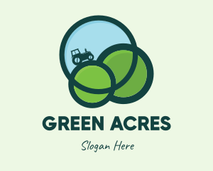 Farming - Green Eco Tractor Farming logo design